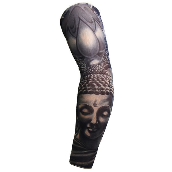 

tattoo sleeve tattoo man woman fake tattoo arm warmers sleeves elastic uv protection cool printed sun-proof punk 2020, Silver
