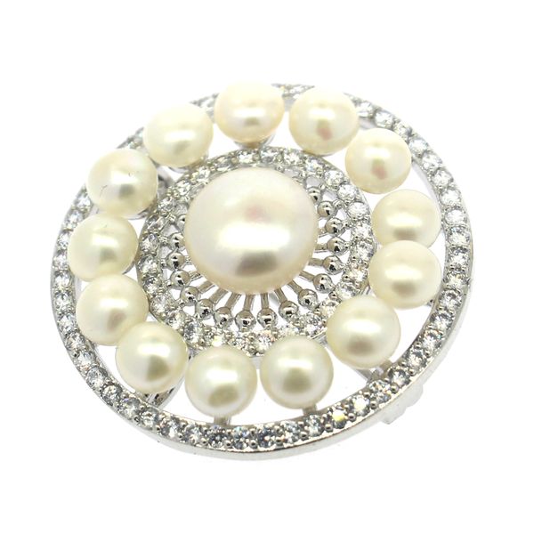 

fashion women simple pearl jewelry pearl brooch copper empty support diy surprise jewelry, Gray