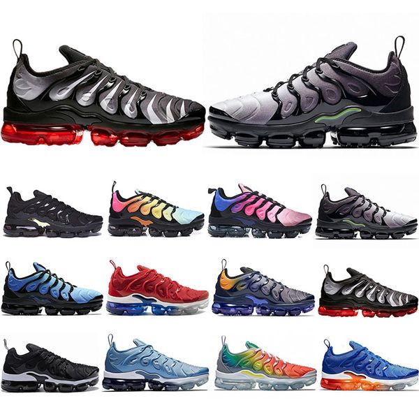 

2019 new tn plus running shoes men women game royal rainbow bleached aqua triple white black fades blue volt trainer designer sneakers 36-45, White;red