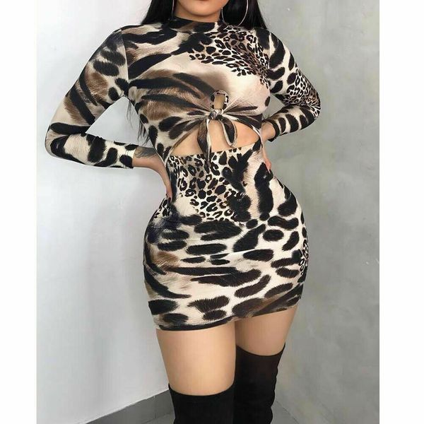 

women long sleeve party leopard short bodycon dress turtleneck clubwear pencil mini dress fashion, Black;gray