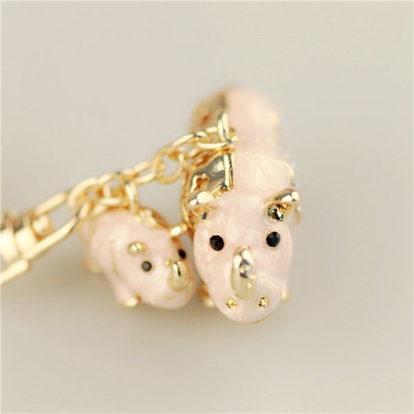 

crystal rhinestone gift alloy keychain for women handbag crystal rhinoceros bag rhinestone key ring car key holder chaveiro, Silver