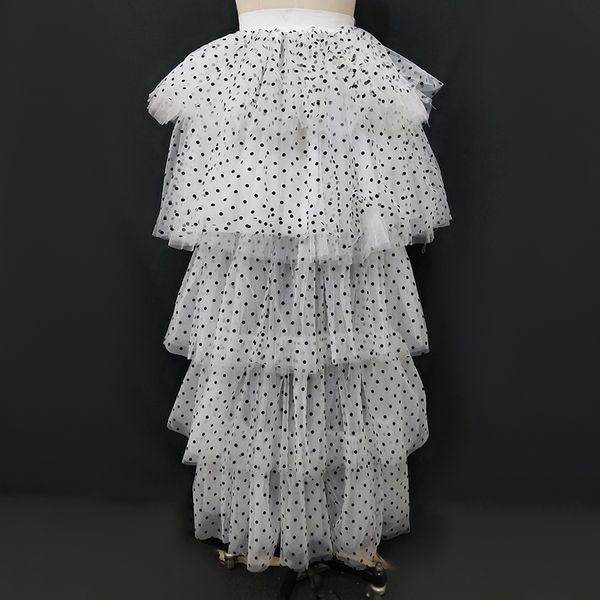 

white cake skirt black dots mesh layered high low skirt long spring summer new arrival 2020 korean fashion 2xl dropshipping