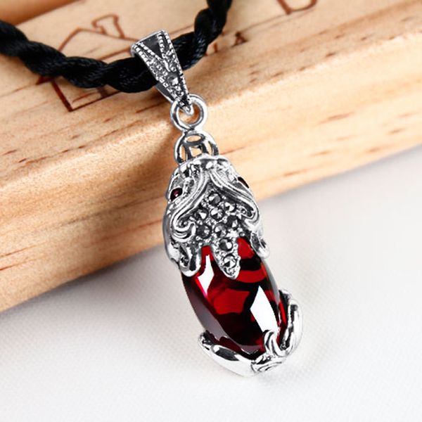

fashion-nlaid vintage garnet pendant pendant pendant accessories, Silver