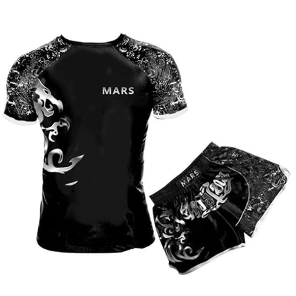 

muay thai shorts rashguard t-shirts boy jiu jusit bjj gi boxing jerseys sets compression sportsuits rash guard tights, White;black