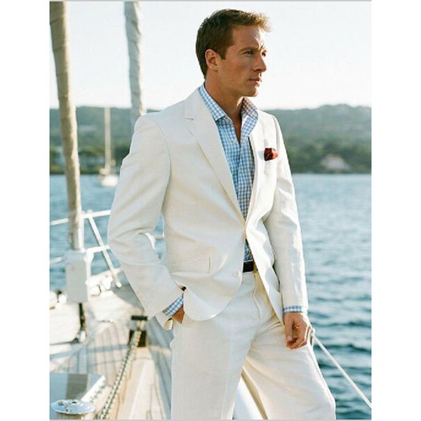 

causayl stylish ivory white blazer men suit tailored groom suit bespoke mens suits for wedding tuxedos 2 pieces, White;black