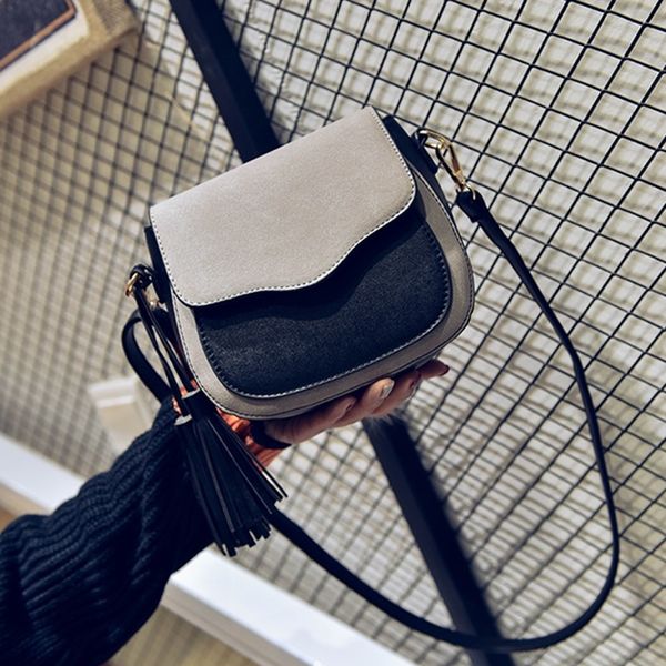 

new trend women handbags, retro simple flap, fashion shoulder bag, tassel ornaments woman messenger bag(light grey