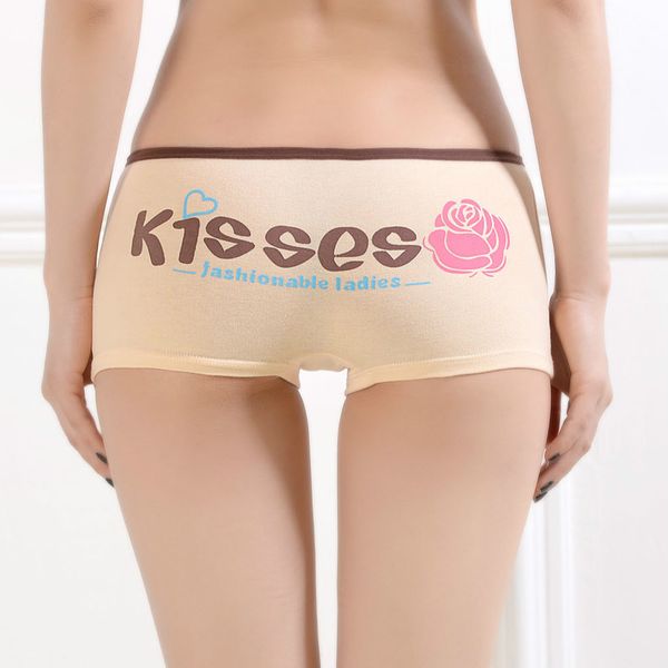 

cute rose kisses cotton female underwear girl low waist boxer briefs lingerie underpants intimates knickers comfortable panties, Black;pink