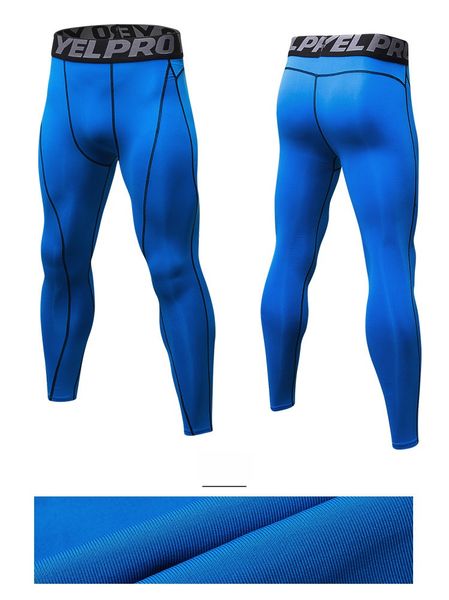 

new men compression bodybuilding pantalones hombre fitness new tights trousers sweat pants sport running leggings, Black;blue
