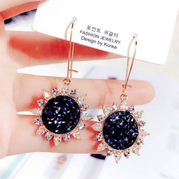 

classic crystal plant women dangle earrings treasure blue crystal flower earrings for women drops earrings, Silver
