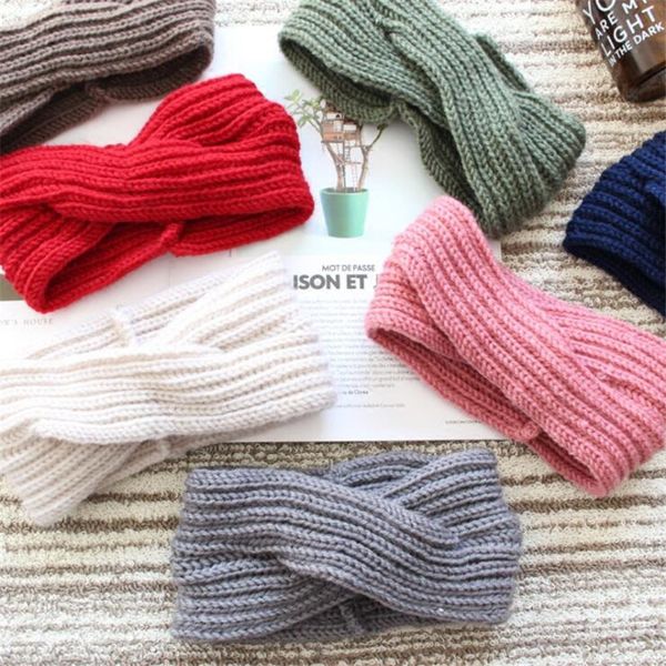 

retro winter wool knitting cross turban headband women girls hair head band accessories for women warm crochet hairband headwrap