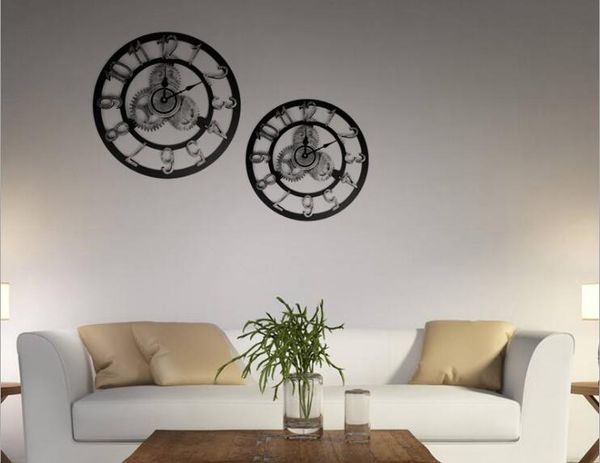

1pc large wall clock industrial style vintage clock european steampunk gear wall home decoration dodern 3d home decor. jl 295