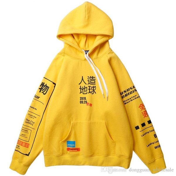 

2019 harajuku hoodie sweatshirt graphic graffiti kanji hip hop streetwear hoodie cotton autumn winter fleece pullover hoodies, Black