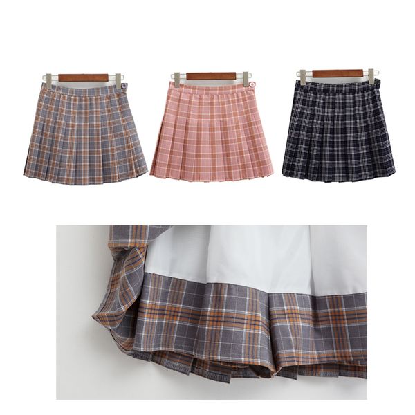 

harajuku skirts womens 2019 korean summer style new plaid pleated skirt rock kawaii high waist fashion women clothing, Black;gray
