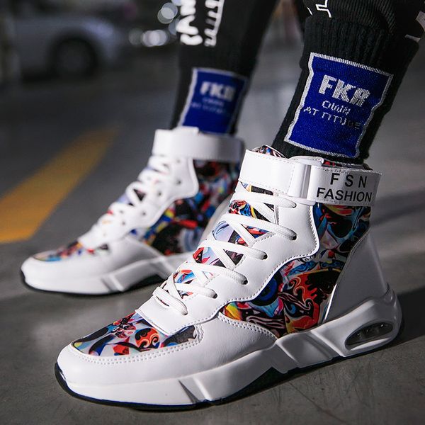 

shoes men sneakers breathable microfiber men casual boots basket homme comfortable high trainers male walking sneakers ankle, Black