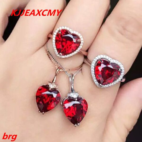 

kjjeaxcmy fine jewelry, 925 sterling silver ring + pendant garnet red corundum jewelry ladies suits, Black