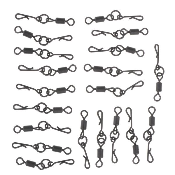 

20pcs matte black fishing rolling swivels with quick change snap carp rigs swivels fishing accessories