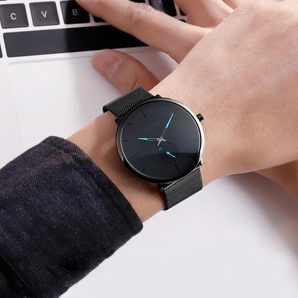 

literary student quartz watch waterproof business fashion steel belt men's watch outdoor sports running chronograph, Slivery;brown