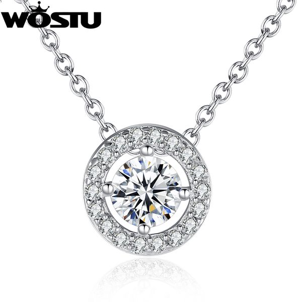 

plated silver pendant 1.2cm round shape rhinestone necklace for women wedding gift xchn039