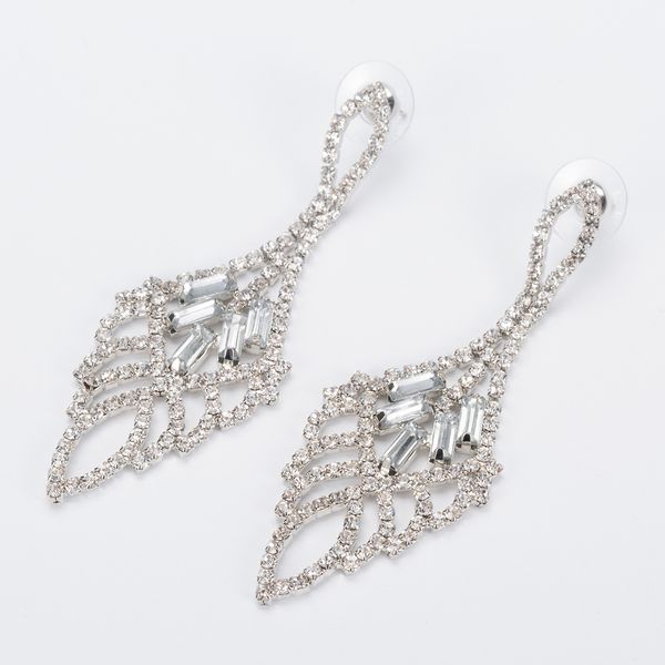 

luxurious exaggeration earring long fund drip bride crystal earrings ear nail, Golden;silver