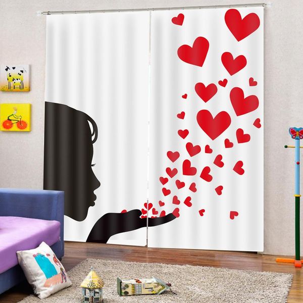 

printing curtain custom any size for lovely heart curtains living room home drapes