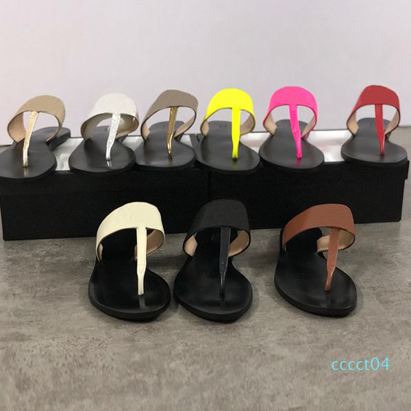 

genuine leather women designer sandal luxury flip flops metal summer slipper large size 34-42 with box 9 colors ct04, Black