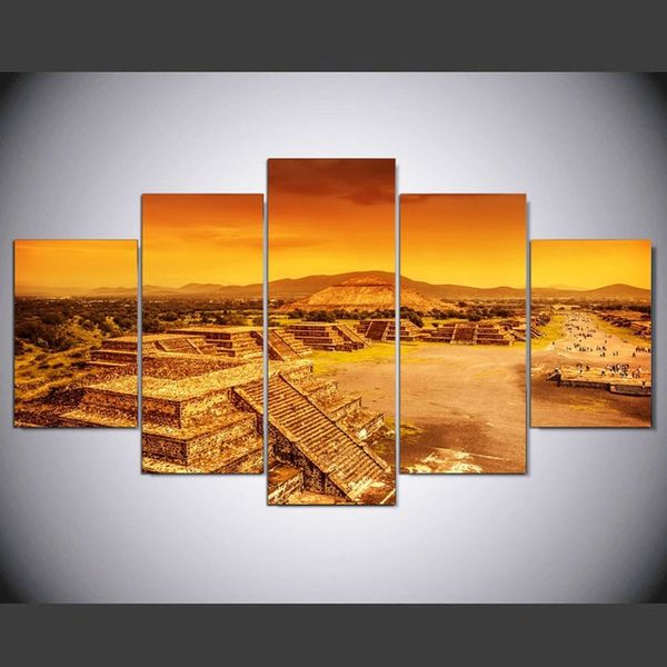 

new mayan pyramid canvas painting modern home wall art picture for bedroom 5 panel print poster decorative paintings