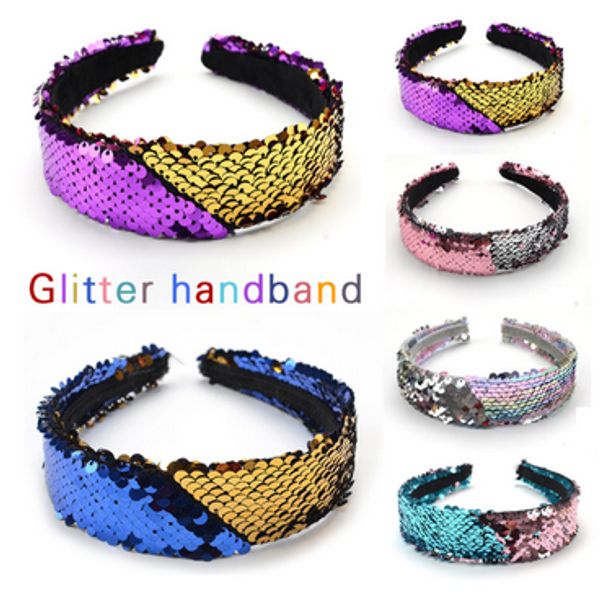 

by dhl or ems 100pcs sequins headbands for women multicolor star hair band double-sided headband hair hoop girls clips new, Golden;silver