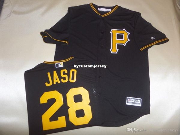 

custom majestic pittsburgh #28 john jaso baseball cool base jersey new black mens stitched jerseys big and tall size xs-6xl for sale, Black;blue