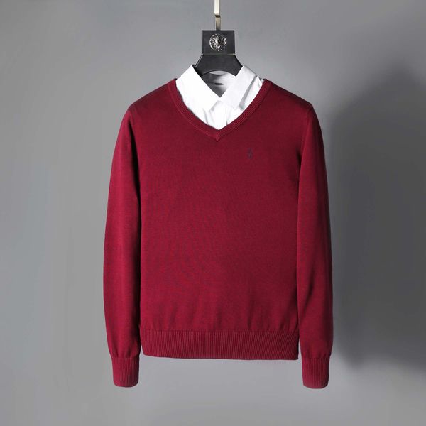 

ralph designer sweater lauren pullover men sweater long sleeve v-neck mens designer jumper pony pattern brand solid red sweater, White;black