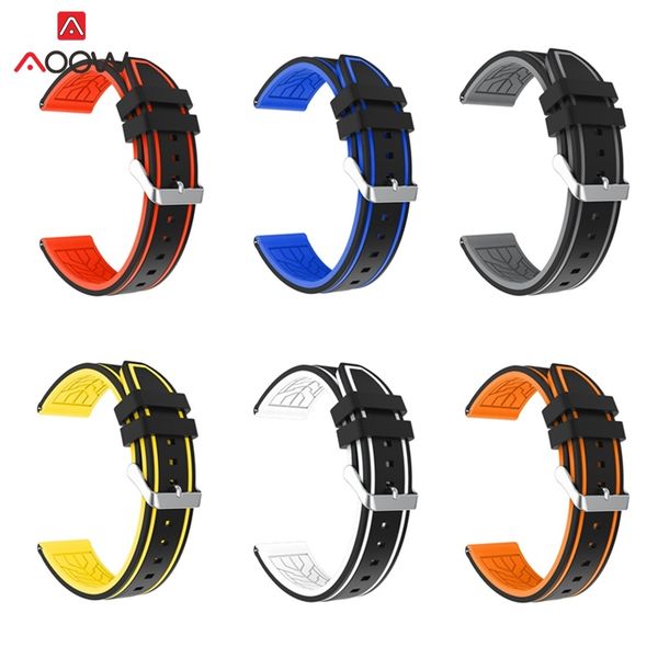 

aoow 20mm 22mm 24mm 26mm silicone watchband rubber diving waterproof replacement bracelet band strap watch accessories, Black;brown