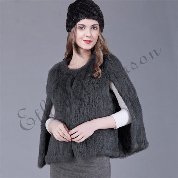 

ethel anderson womens real fur coat wedding short jacket vogue design vest hand-knitted vtg cape casual cardigan beauty, Black
