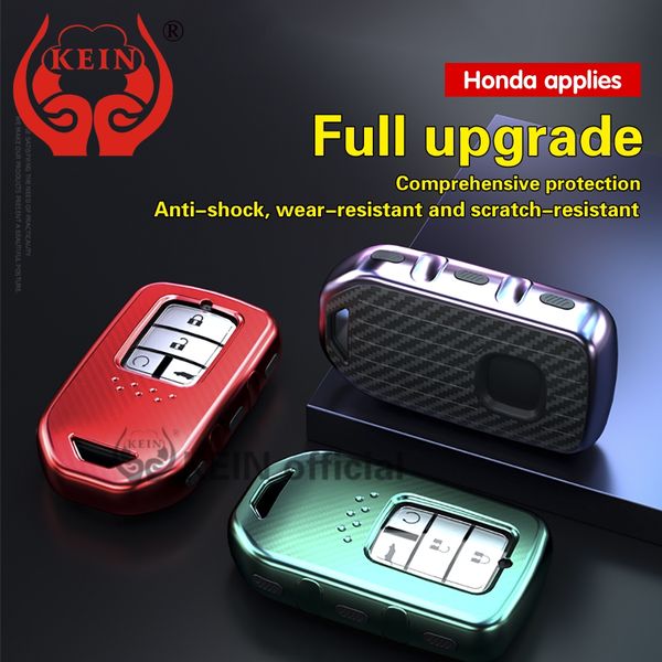 

kein car key case tpu 3d carbon fiber pattern for civic accord 9 crider cr-v pilot crv auto key cover accessories parts