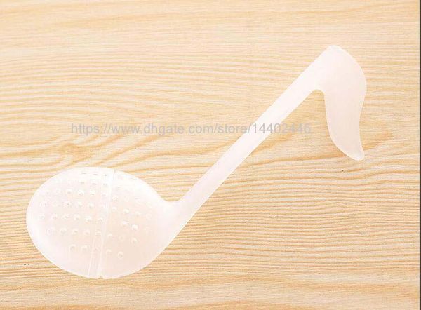 200pcs novità nota musicale cucchiaino di plastica cucchiaino da tè cucchiaini filtro infusore per tè ceppo per tè colino diffusore bianco