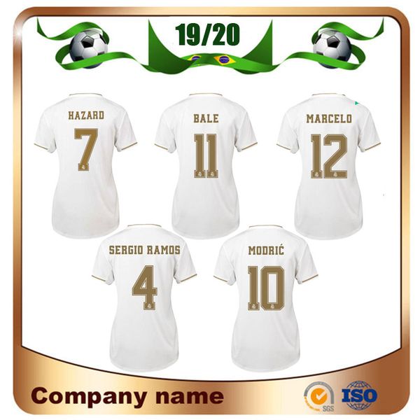 

19/20 new real madrid woman home #7 hazard soccer jersey 2019 madrid asensio isco kroos marcelo girl football shirt uniform, Black;yellow