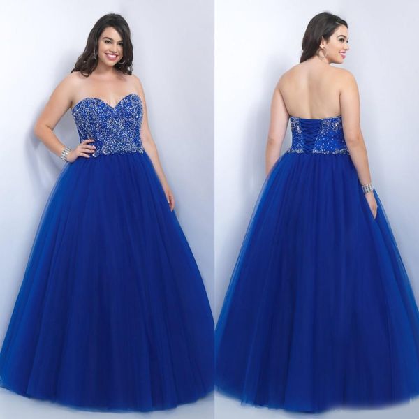 

plus size prom dresses blue sequin crystals beading lace up back elegant unique design fashion tulle gown sweetheart neck pageant dresses, Black