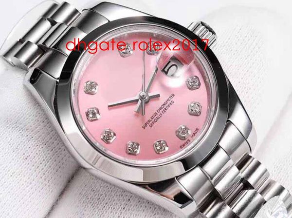 

wf maker ladies 28mm datejust wristwatches 279135 279175 president eta 2671 pink light dial movement automatic women's sapphire watches, Slivery;brown