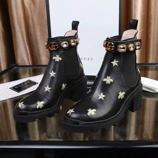 

2018 autumn and winter new luxury short boots women s casual short boots designer women s boots heel height ladies fashion jasmine11, Black