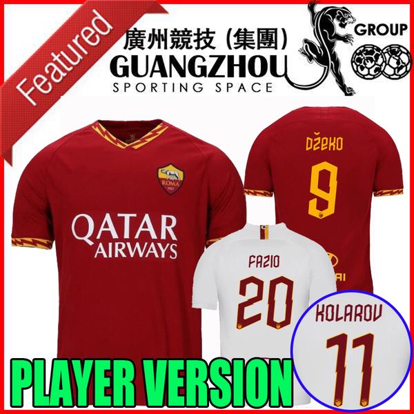 

player version 19 20 roma soccer jersey 2019 2020 home away maglie da calcio dzeko totti kolarov perotti fazio florenzi football shirts, Black;yellow