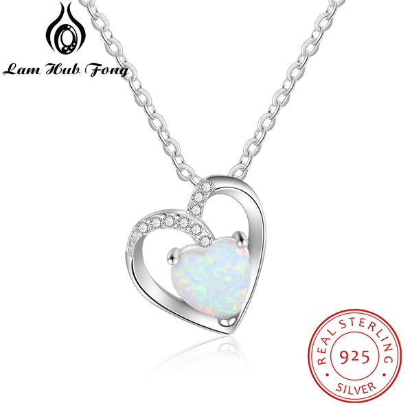

925 sterling silver heart necklaces for women romantic love white opal necklace mother's day anniversary gift (lam hub fong