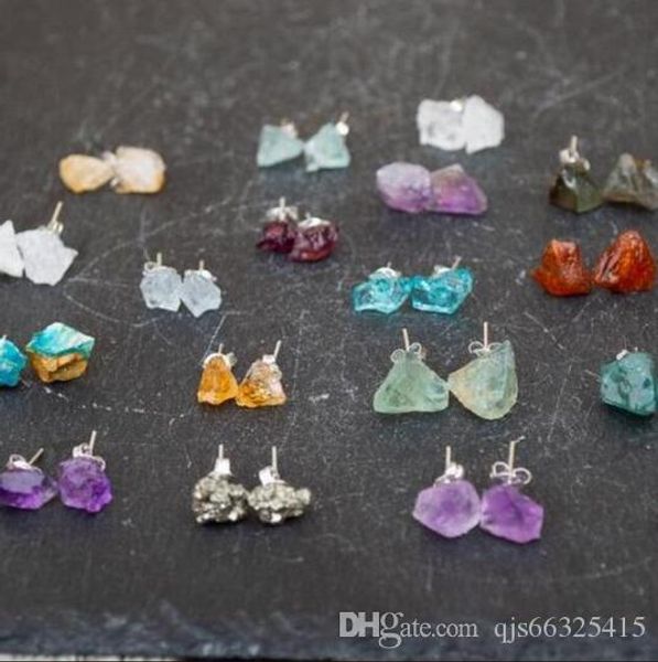 

gemstone earrings rough crystal earrings boho jewelry raw gemstones small gemstone earringssmall gemstone earrings, Silver