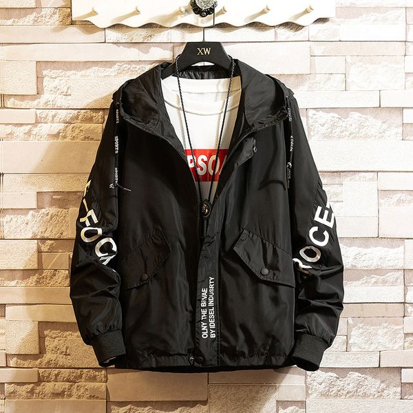 

fashion men's hooded jacket trend large size spring and autumn thin coat jacket new men's clothing size m-8xl, Black;brown