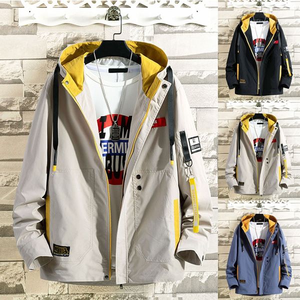 

men's autumn winter fashion casual long sleeve hooded outwear blouse loose jacket wholesale jaqueta masculino z4, Black;brown