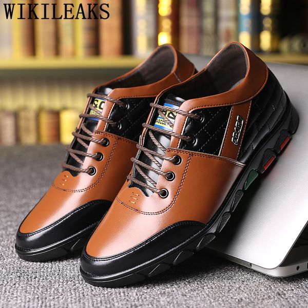 

elevator shoes for men brand casual shoes men leather designer leather sneakers chaussure homme ayakkabi, Black