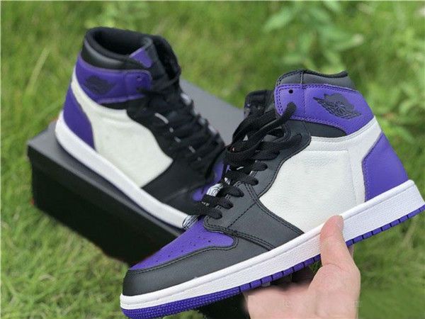

2019 wholesale new release 1 high og court purple pine green 1s men basketball running shoes leather sneakers