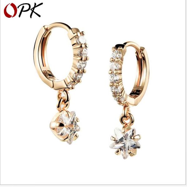 

lady zircon star pendant earrings electroplated 18k gold korean version jewelry, Golden;silver