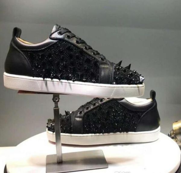

luxuryred bottoms spikes sneakers shoes for men casual women luxury mens black crystal outdoors red bottom designer wedding shoes size 35-46