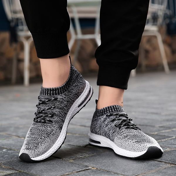 

muqgew comfortable casual shoes woven mesh sports shoes male man plus size breathable men's lace-up casual footwear 2019, Black