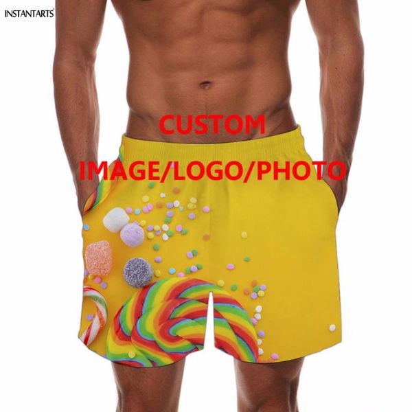 

instantarts men summer beach shorts custom your own logo/image/p print board shorts for mens breathable quick dry sportswear