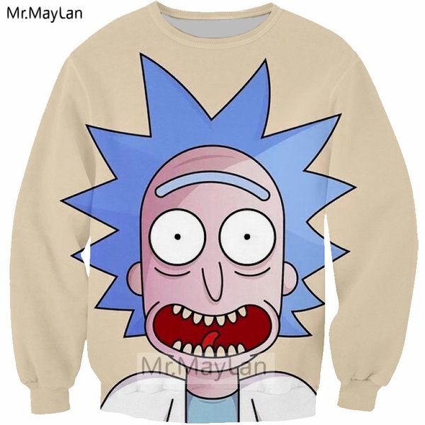 

harajuku anime ricka and morty 3d print sweatshirt men/women hiphop streetwear hoodies 90s boys hipster white kawaii clothe, Black