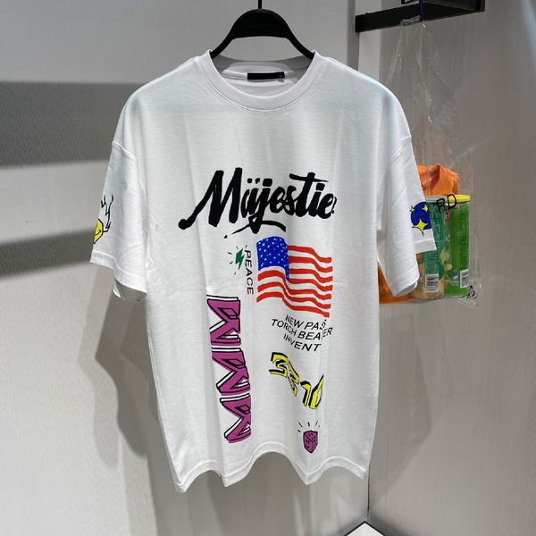 

2020 mens designer t shirt summer mens womens short-sleeved shirt white flag letter printed loose casual europe and america streetwear, White;black